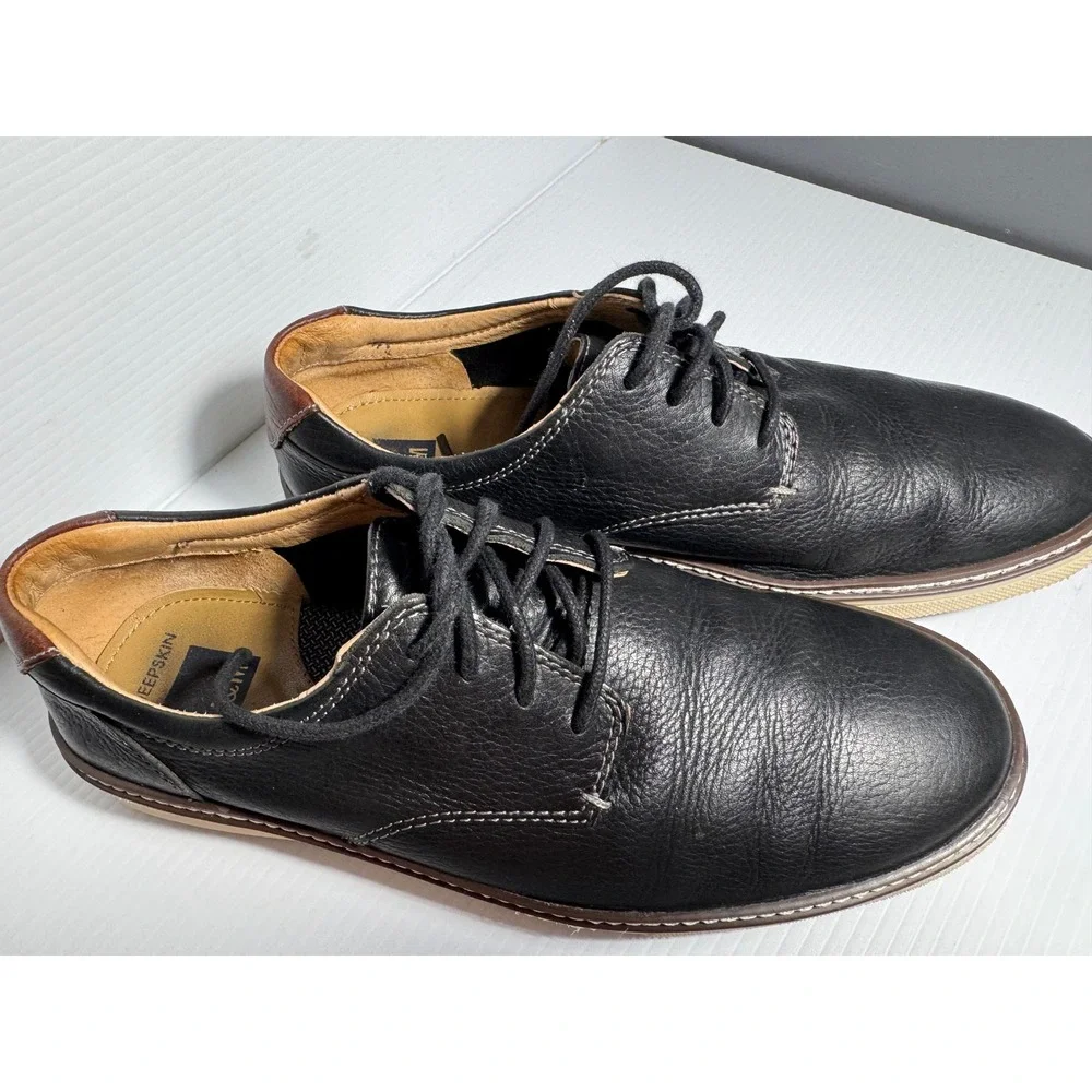 Johnston & Murphy J&M 1850 Mens Black Tumbled Leather Oxford Shoes 25-2641 8.5M